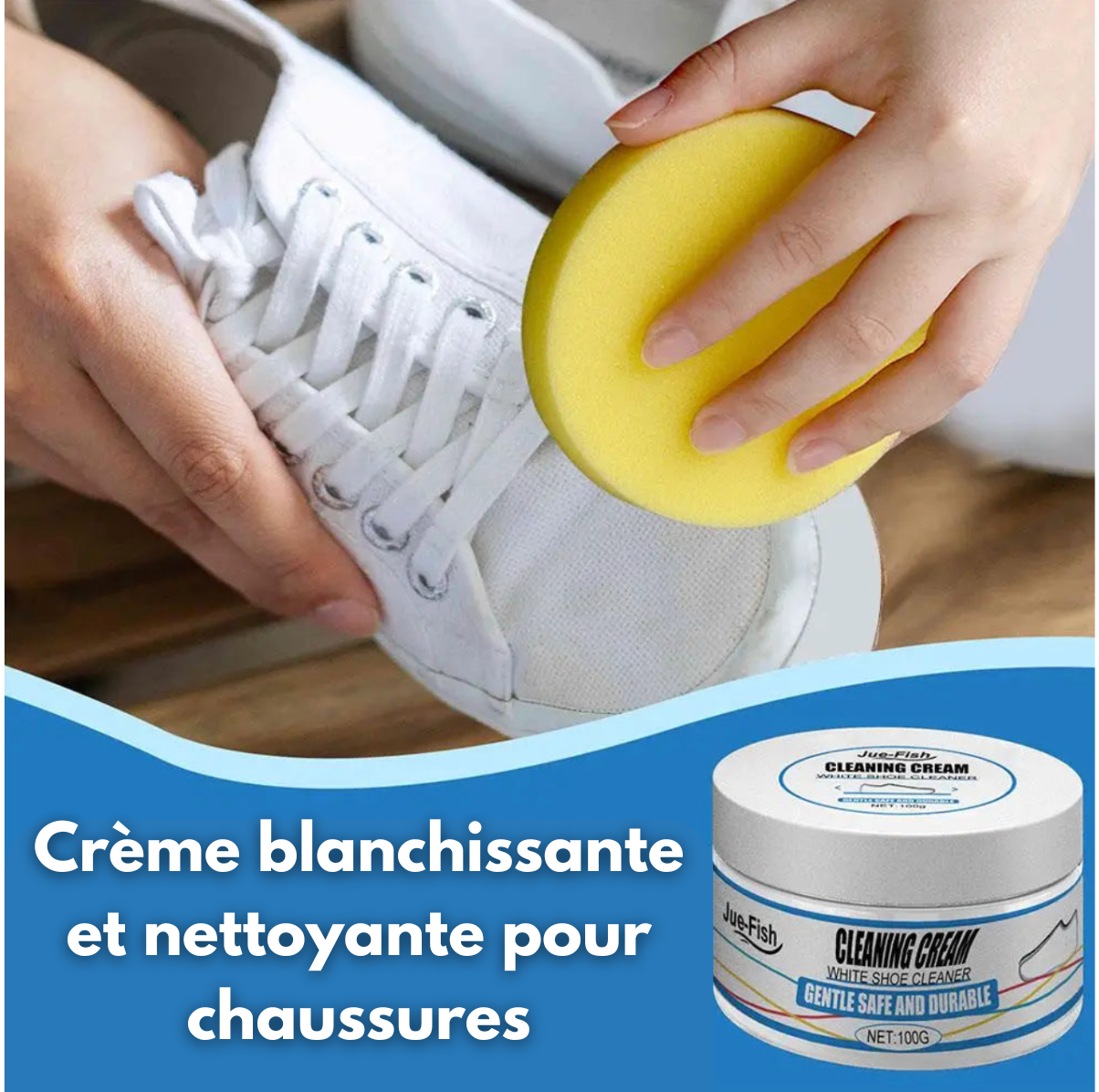 Crème pour nettoyer et blanchir les chaussures