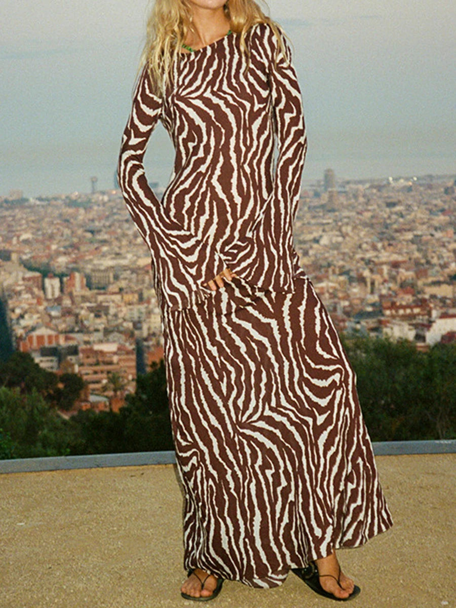 VEIGGARA | Robe boho Y2K - manches longues - Décontractée et élégante.